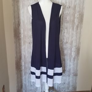 Slinky Brand Size Medium Duster Vest Navy White
